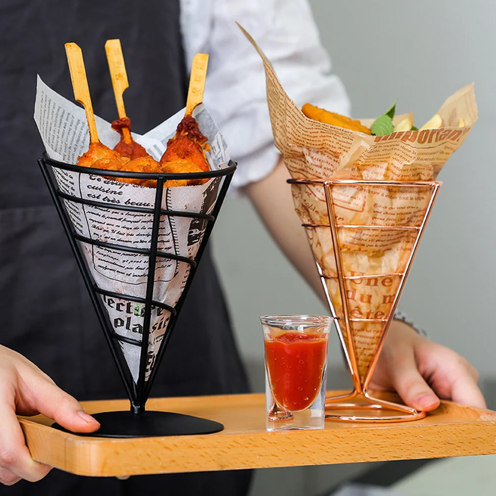 

Chicken Wing Snack Utensil French Fry Basket Ice Cream Cone Holder Appetizer Serving Rack Fish Chips Stand
