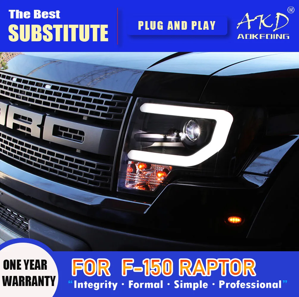 

AKD Head Lamp for Ford F-150 Raptor LED Headlight 2008-2014 Headlights F150 DRL Turn Signal High Beam Angel Eye Projector Lens