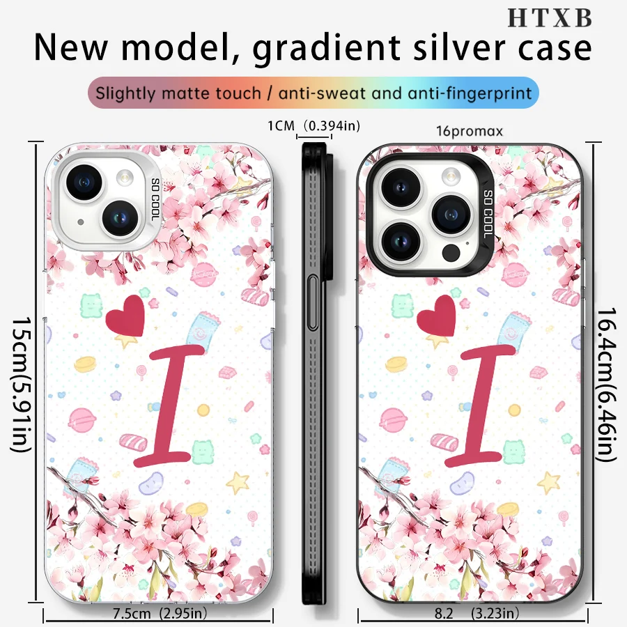 Teléfono Cherry Blossom Letter I para iPhone 17 a 11 Pro Max Plus