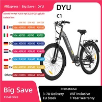DYU C1 Electric Bike 350W Motor 36V 10Ah Battery 26*2.5 inch All-terrain Tires 25km/h Max Speed 65km Max Range Dual Disc Brakes