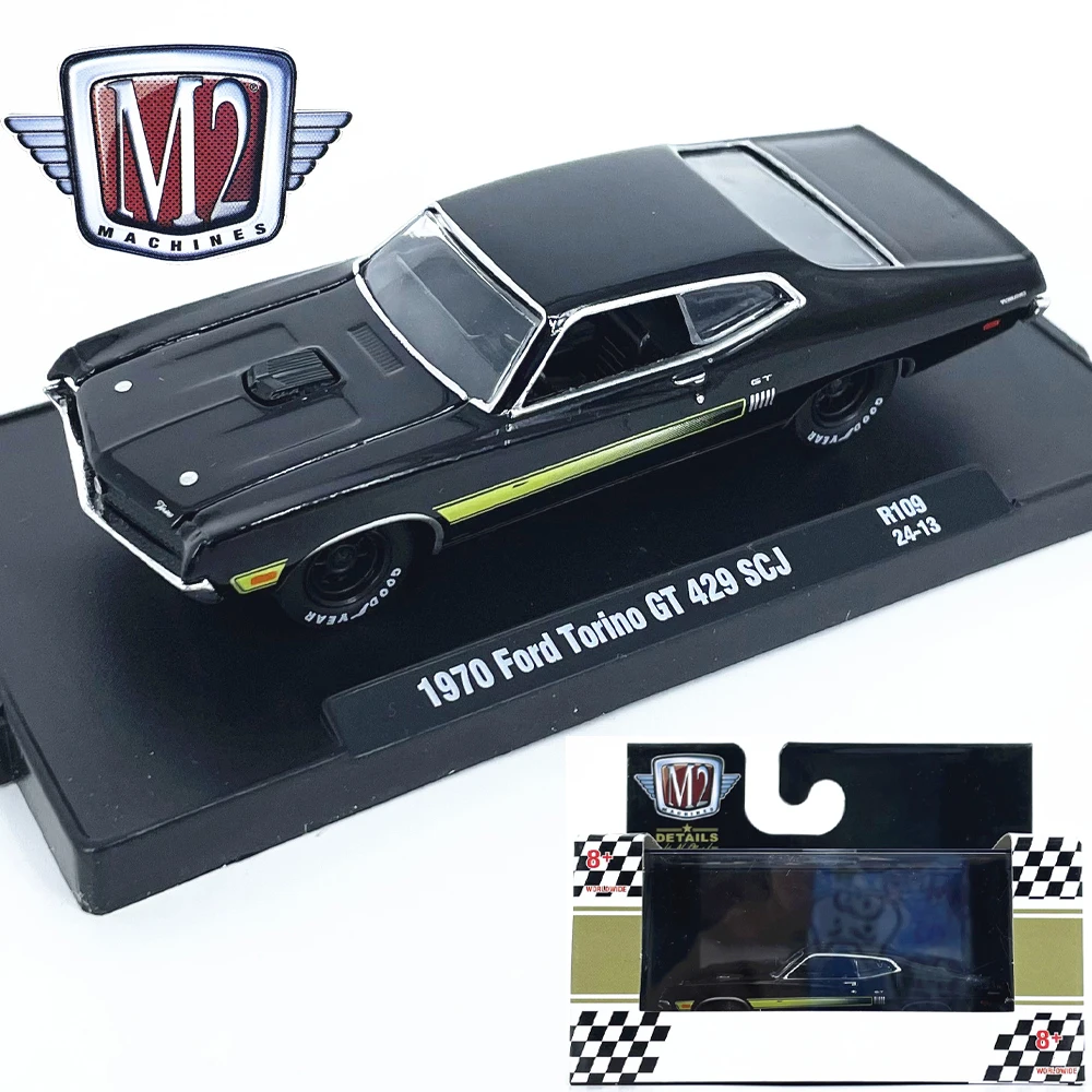 M2 Modell 2024 1:64 1970 Ford Torino GT Legierungsautomodell Sammlungsdisplay