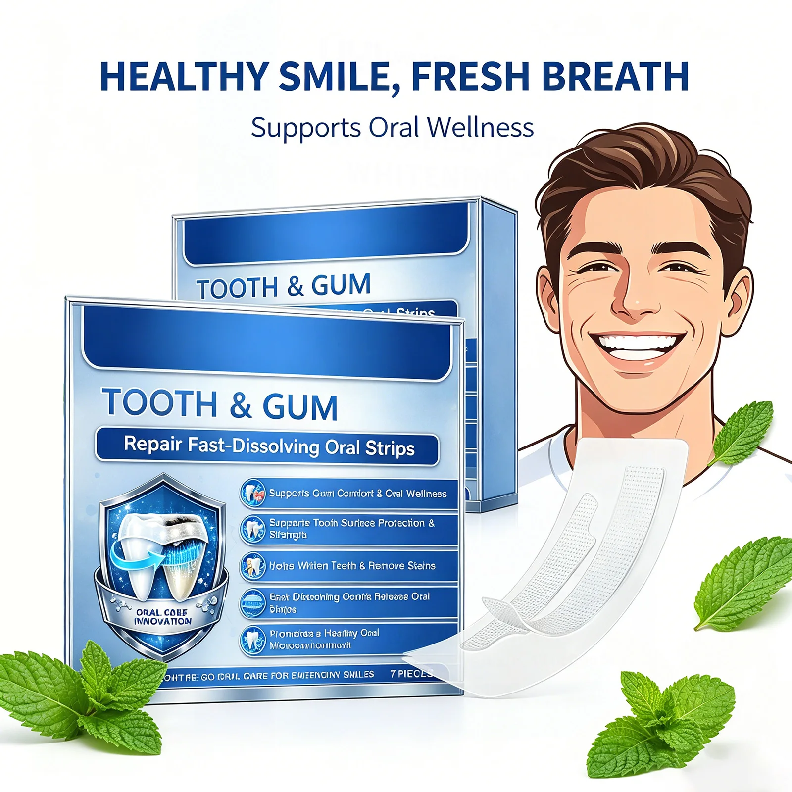 Teeth Whitening Promotion - 7 Tiras Orales de Disolución Rápida
