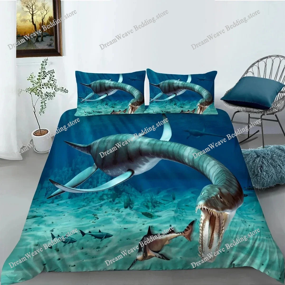 

Jurassic Dinosaur Duvet Cover King Queen Huge Brown Triceratops Tyrannosaurus Diplodocus Polyester Bedding Set for Boys