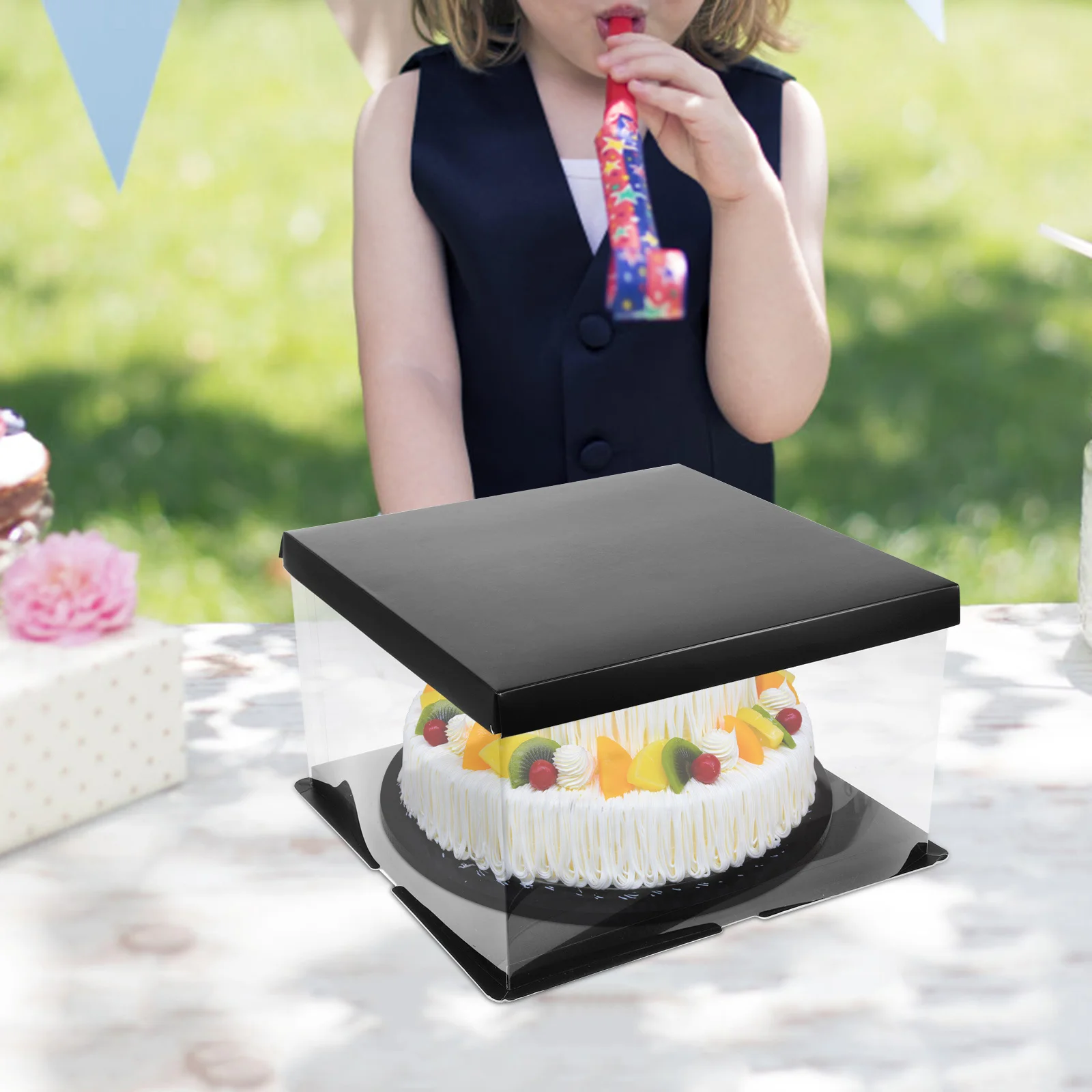 

4Pcs Clear Transparent Cake Box 10 Inch Birthday Cake Carrier Packing Box Portable for Party Festival Baking Supplies,
