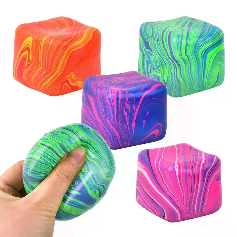 5.5cm Squeeze Toy Stress Toys Flow Pattern Ice Cube Pinch Decompression Toy Cube Pinch Cube-shaped Squeeze Stress Relief Toy