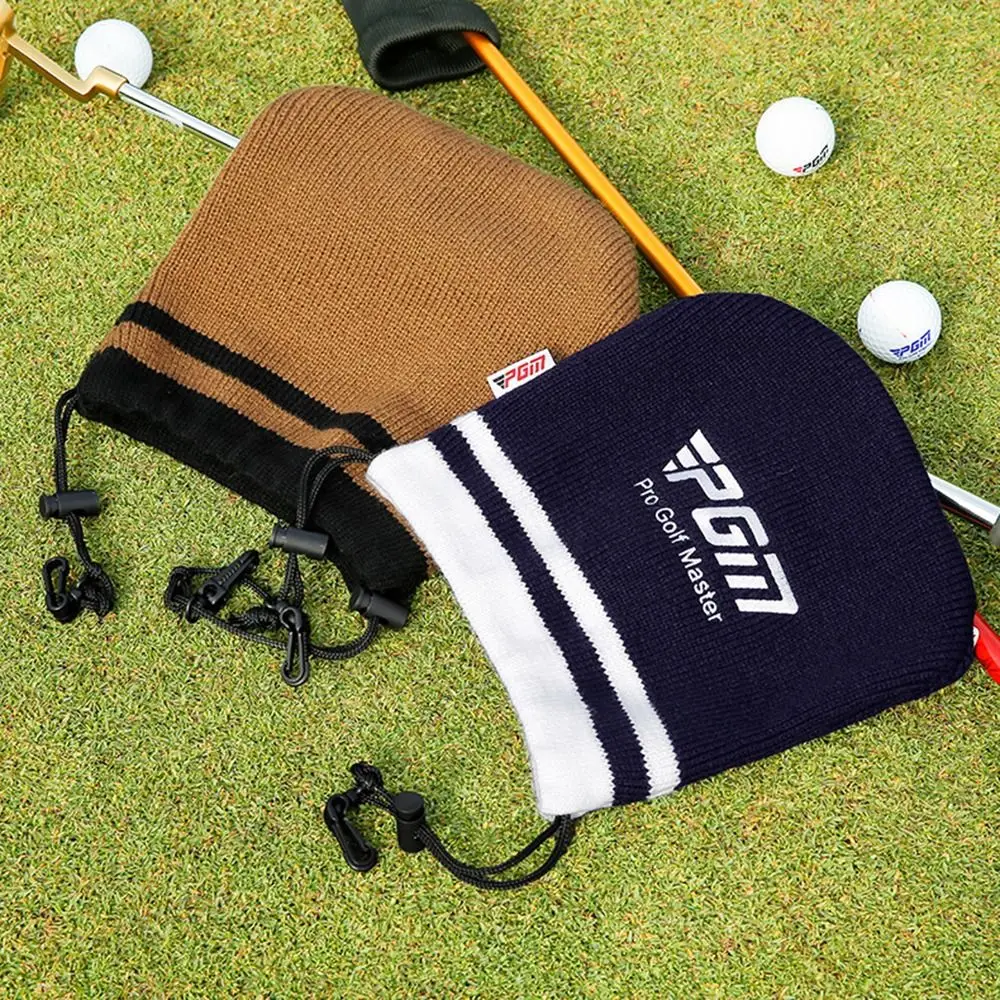 

Elastic Knitted Golf Clubs Head Cover Drawstring Handmade Golf Clubs Protective Hat Washable Anti-wrinkle Soft Putter Protector
