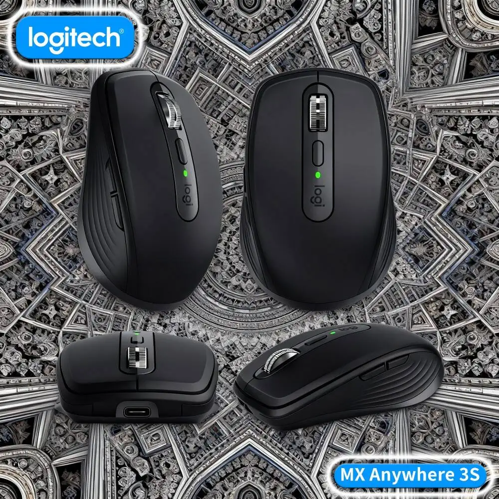 Wireless MX Anywhere 3S - Darkfield 8K DPI, 3-Device Sync, Silent Click, Great for Snack Shop Daily Task & Small Office