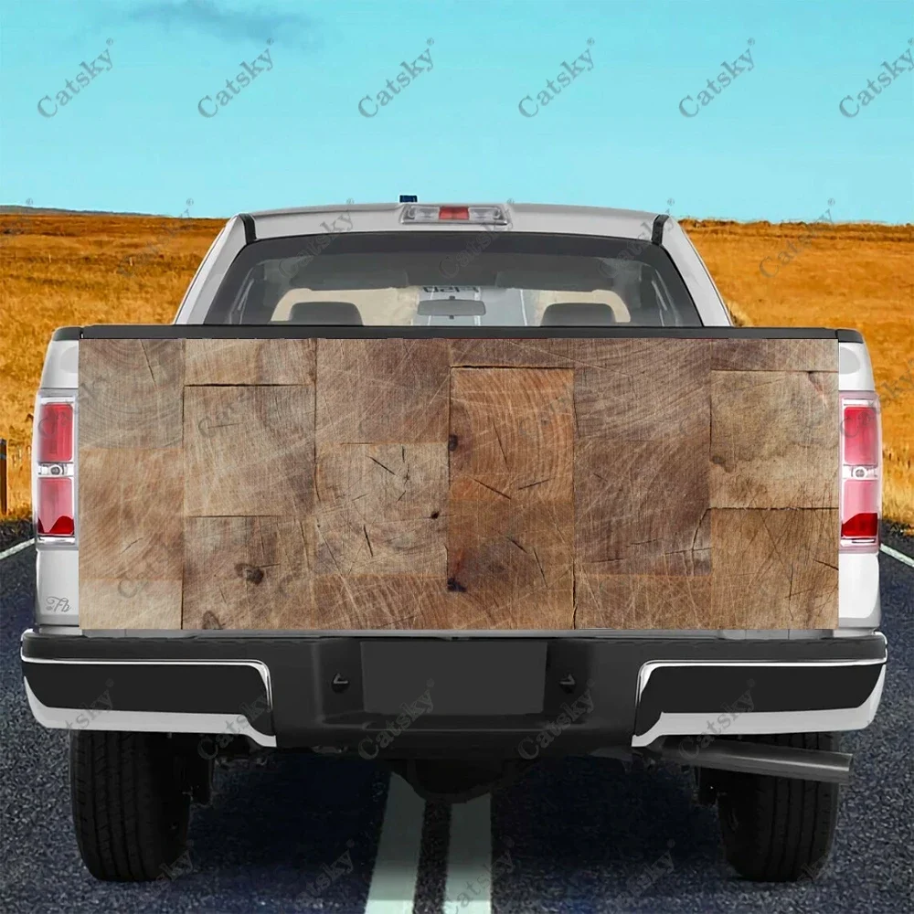 Wood Grain Pattern Car Accessories Tail Trunk Protect Vinly Wrap Sticker Decal Auto Hood Engine Cover for SUV Pickup Truck Decor