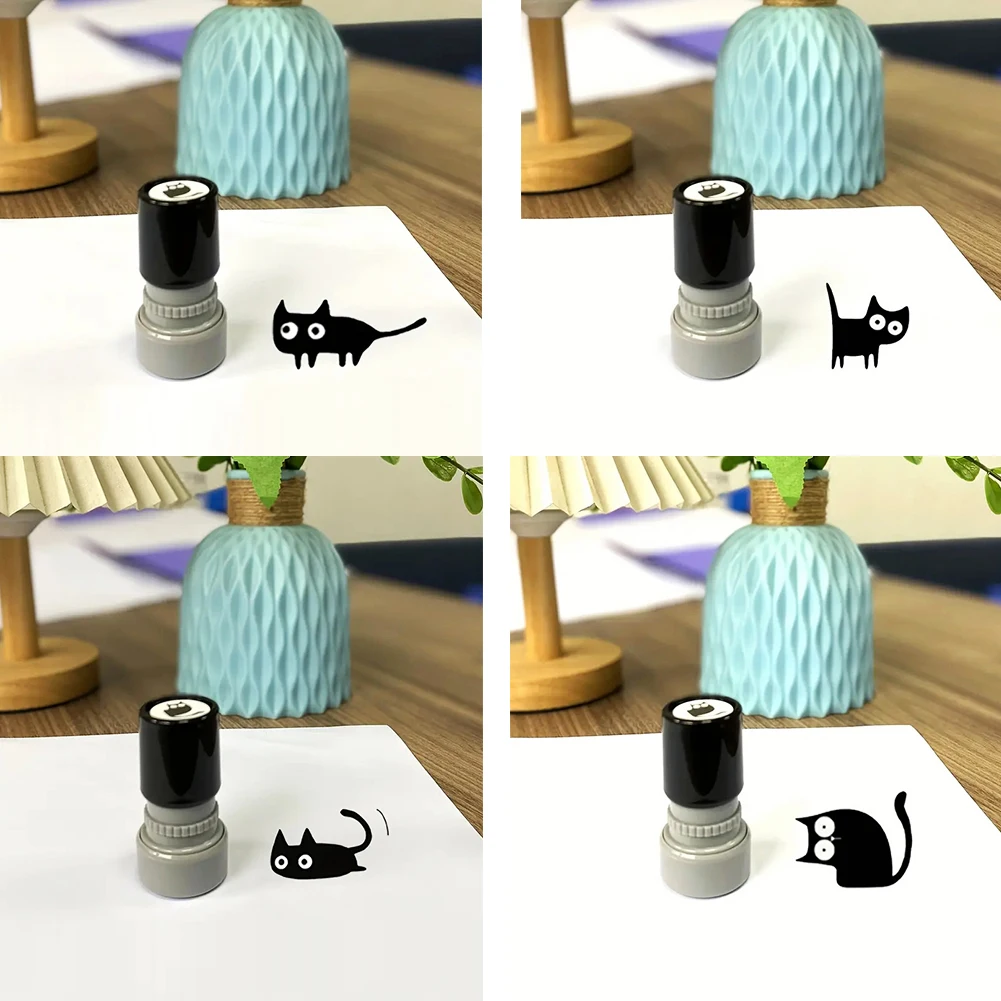 قطعة واحدة من طوابع القطط اللطيفة - تصميم قطة كرتونية سوداء مع آذان بيضاء وجوارب رمادية، بلاستيك متين للحرف اليدوية، ديكور المجلات #4