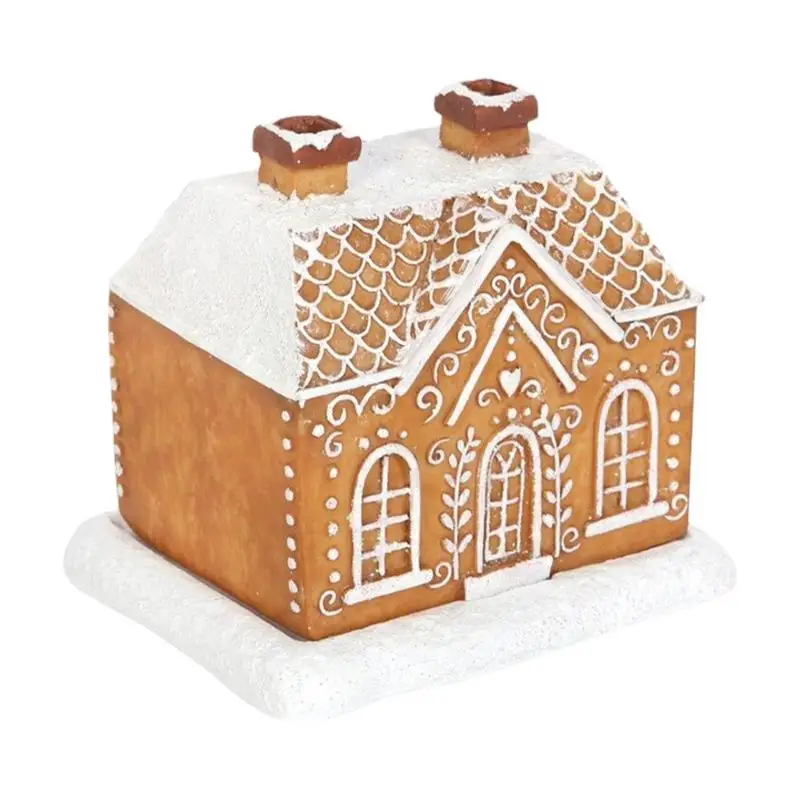 Christmas Chimney Log Cabin Incense Burner Resin Gingerbread House Incense Burner Decorative Incense Cone Burner Christmas Gift