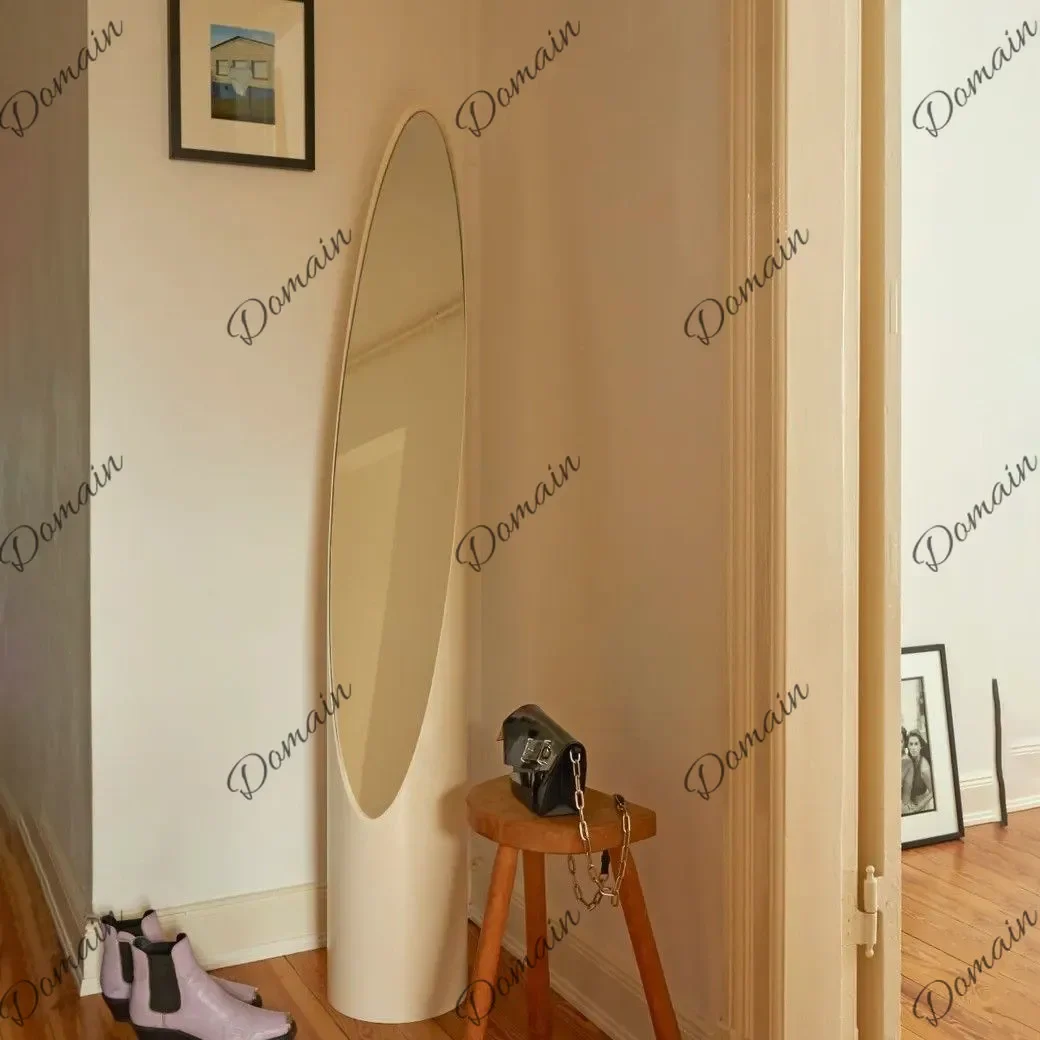 XX Lipstick Mirror Oval Narrow Long Full Body Mirror Cloakroom Living Room Creative Cylindrical Floor Mirror