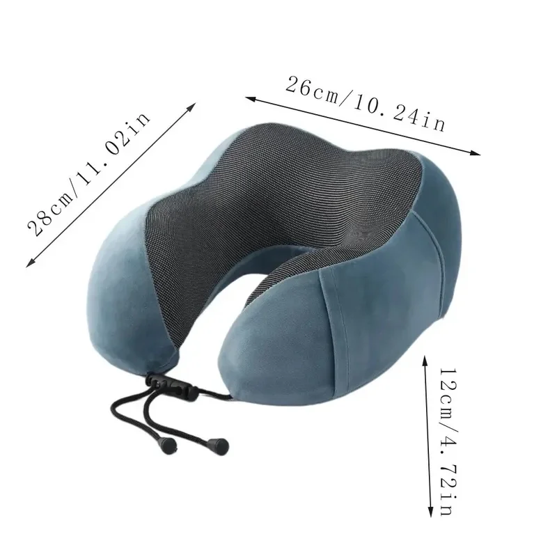 Portable U-Shaped Neck Support Pillow, Slow Rebound Memory Foam Cushion for Airplane Travel and Office Rest