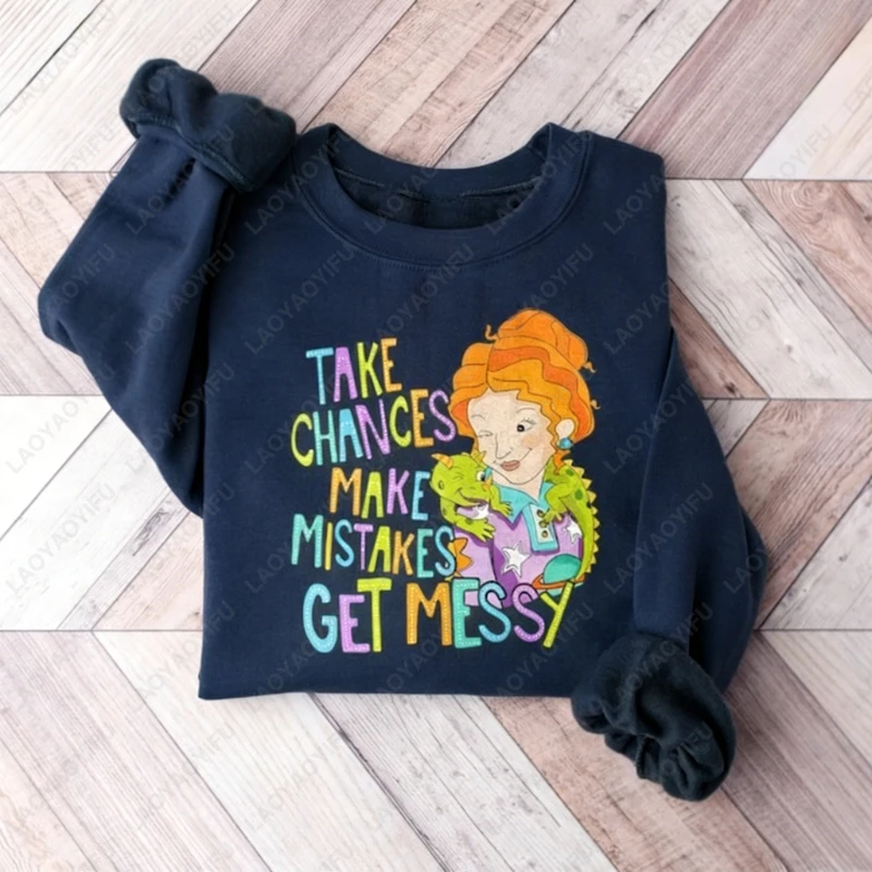 خذ القدرات اصنع الأخطاء الحصول على سويت شيرت فوضوي Miss Frizzle Fun Magic School Bus هدية المعلم العودة إلى المدرسة ريترو المرأة هودي