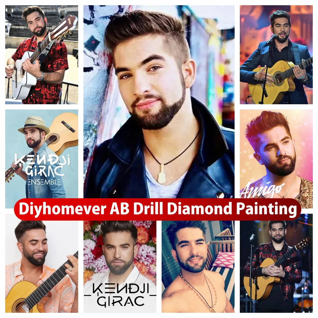 

Алмазная 5D Вышивка Kendji Girac DIY AB Drill, вышивка французским поп-певцом, портрет, вышивка крестиком, мозаика, хобби, домашний декор, подарок