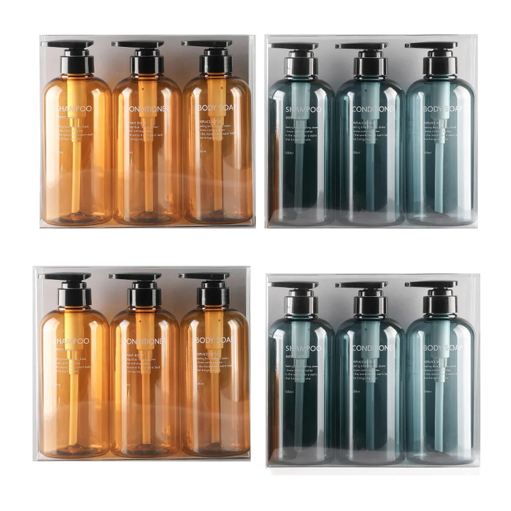 

3pcs/set 500ML Liquid Soap Dispensers Shower Gel Bottle Set Shampoo Body Wash Travel Bottles Set