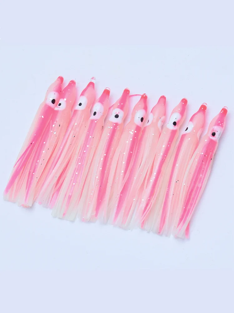 10 Stück leuchtende Simulations-Tintenfisch-Köder, Meeresfischerei-Tintenfisch-Rockköder, 6cm-14cm rosa-weißer Angelhakenköder, Weichköder – Detail 8