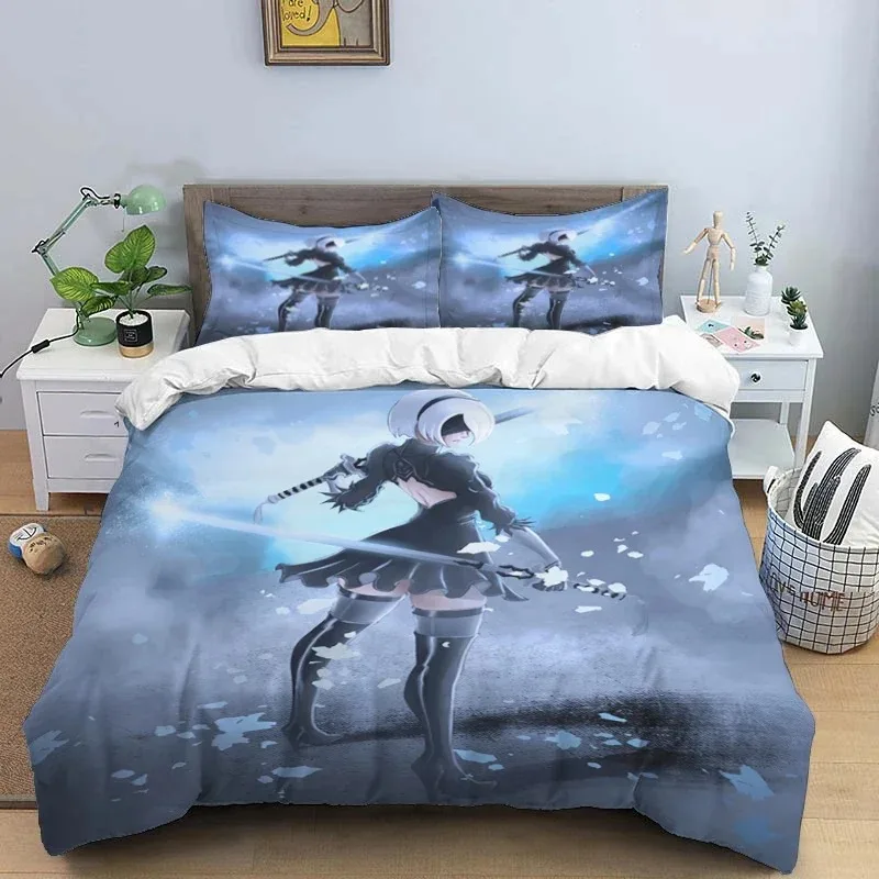 Comic Nier Art Print Three Piece Bedding Set Fashion Article Children or Adults for Beds Quilt Covers Pillowcases Bedding Set