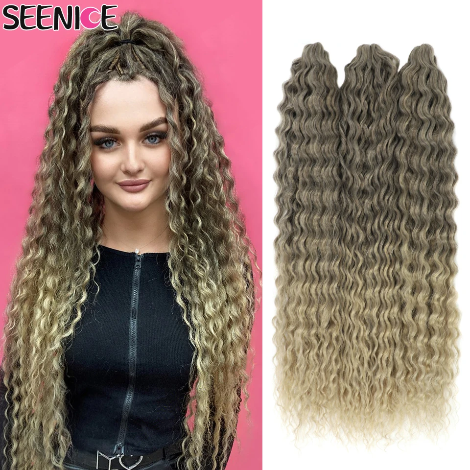 African Curls Ariel Water Wave Twist Crochet Hair Synthetic Braid Afro Curl Ombre Blonde Pink Deep Wave Braiding Hair Extension