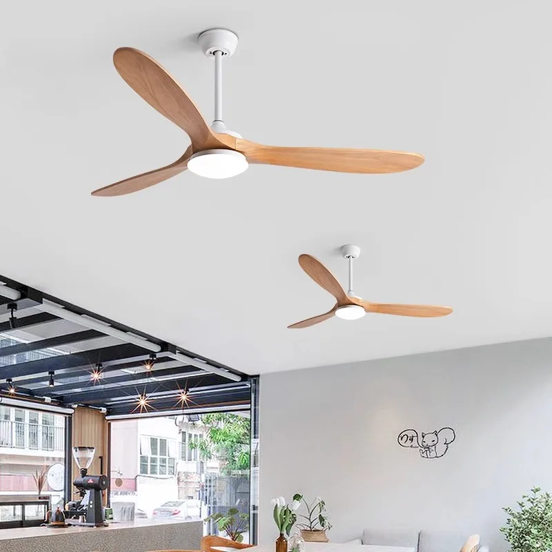 New 42'' 52'' 60'' 70'' 88'' 3 Solid Wooden Blades Black White Ceiling Fan With Light All Copper Motor Forward