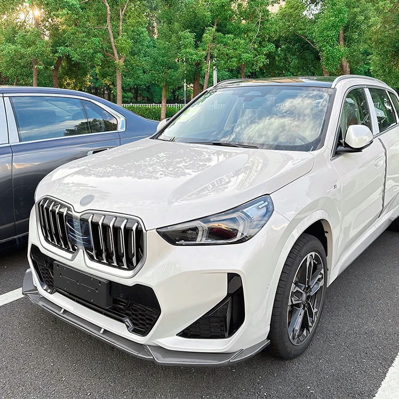 2023 To Up For BMW X1 IX1 U11 M Sport Front Bumper Splitter Lip Spoiler High Quality ABS Glossy Black Carbon Fiber Look Body Kit