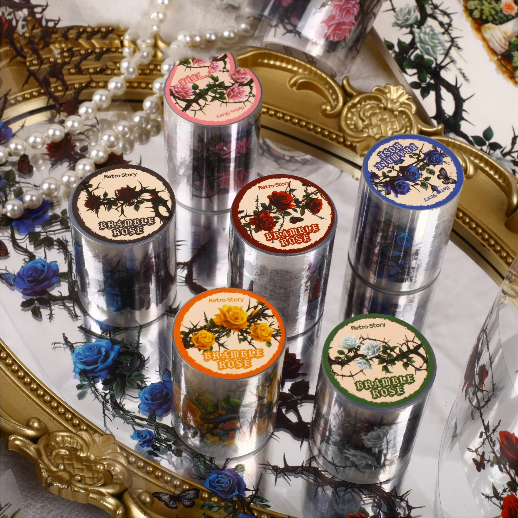 

Thorn Rose Series Vintage Flower Landscape PET Tape Creative DIY Journal Material Collage Scrapbooking Stationery