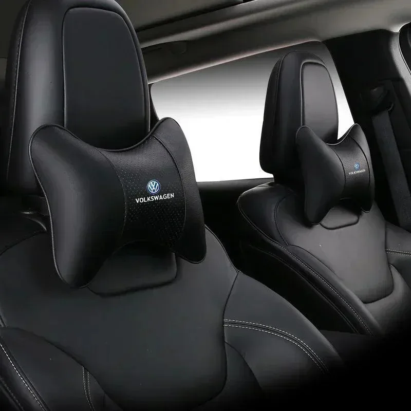 

1Pcs Car Seat Headrest Auto Logo Neck Head Pillow Tools For VW R Line GTI Atlas Jetta Touareg Variant Golf Polo Taos Passat