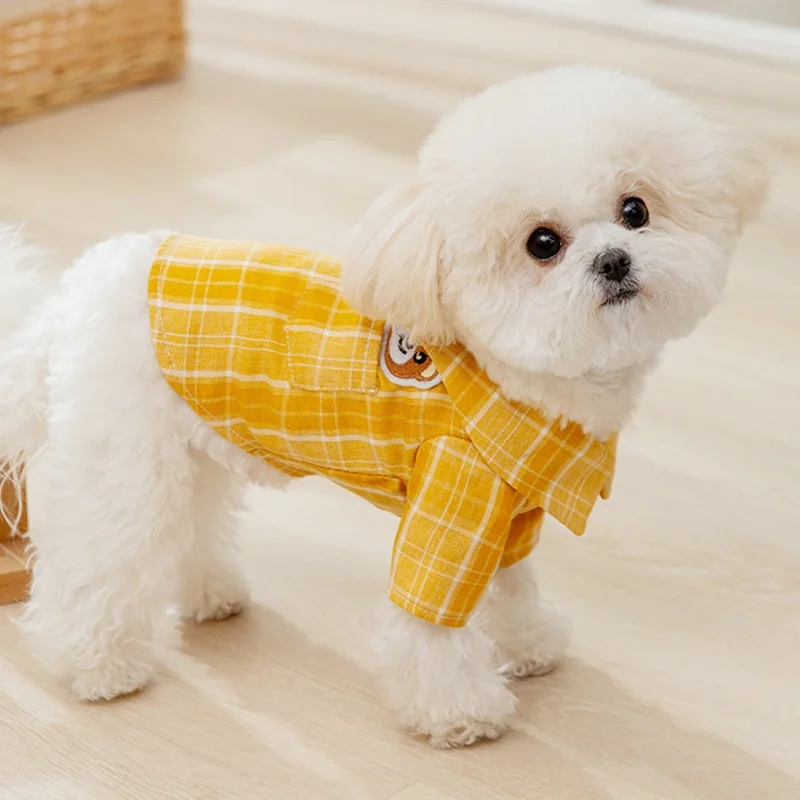 Fashion Plaid Dog Shirt Breathable Dog Clothes Cute Puppy Coat Summer Cat Shirt Pet Product Chihuahua Costume Pet Dog Clothing