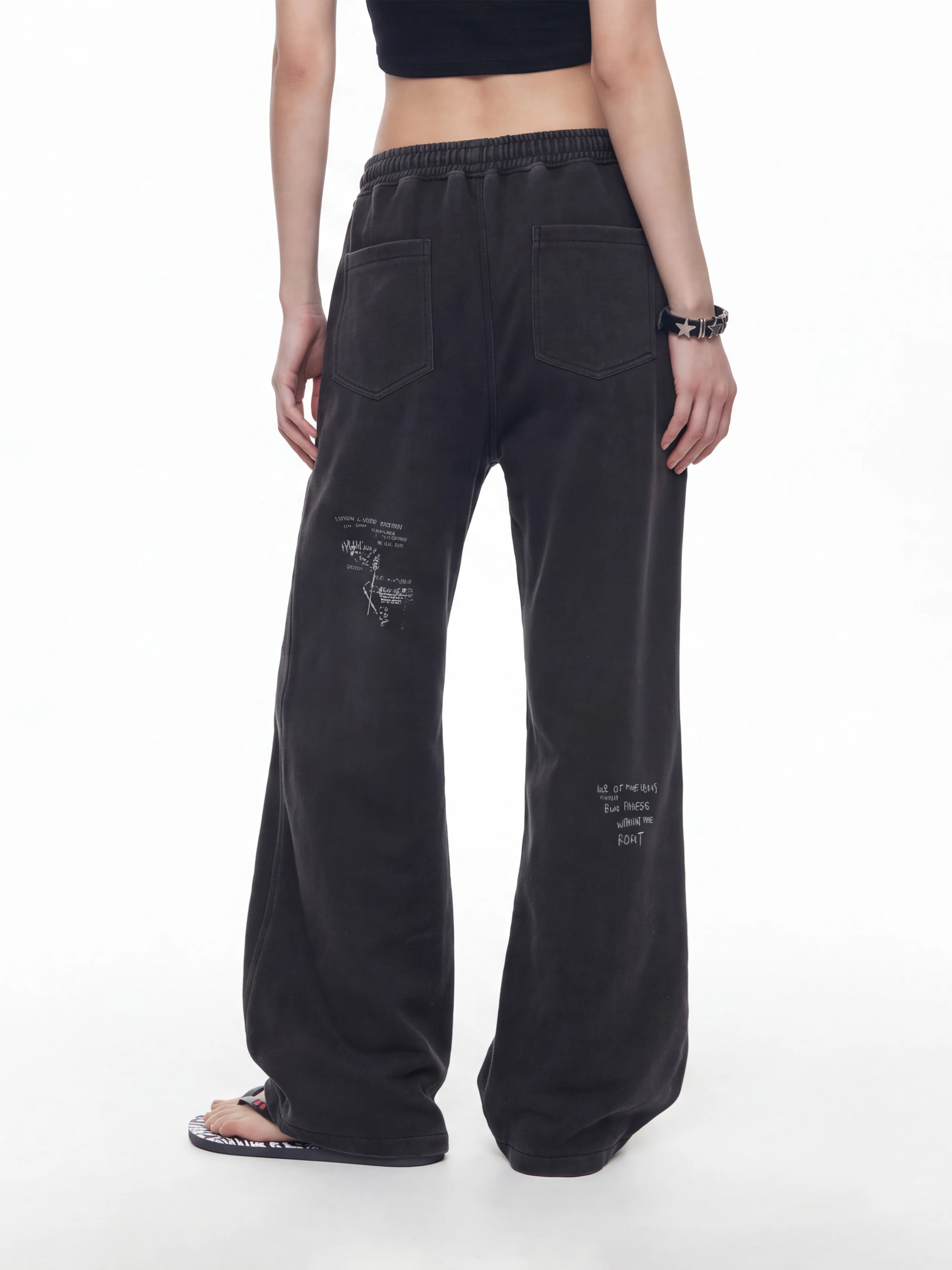 Street Style Loose Fit Women's Casual Pants Vintage Washed Print Comfortable Breathable Cotton Polyester Blend Autumn Wear