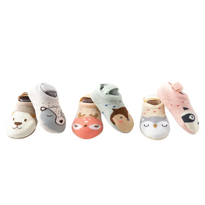Autumn Cartoon Floor Socks for Infants and Toddlers Cotton Clothes Big Heels Anti Slip Boat Shoes