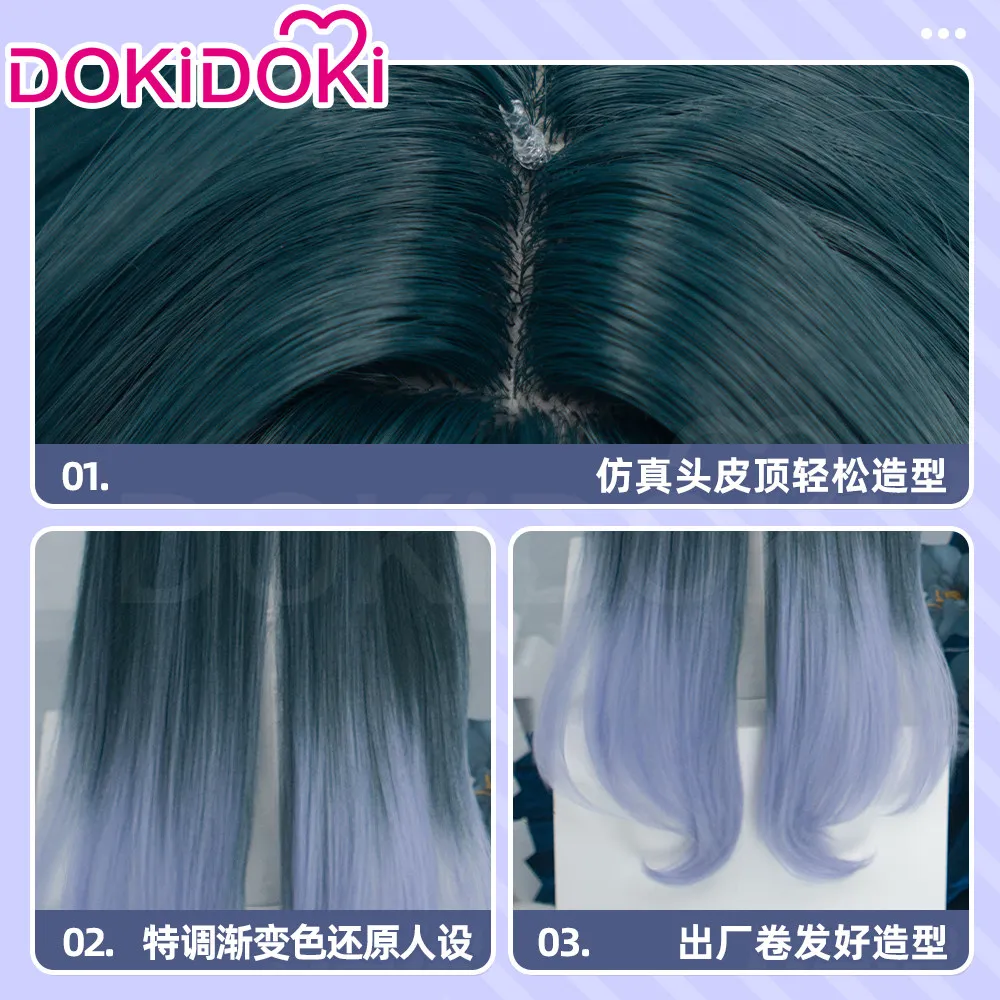 Anime Genshin Impact Vodyanitsa Cosplay Wig Csoplay Green Purple Gradient Hair Comic Con Props Role Play Gift Halloween Party view 4
