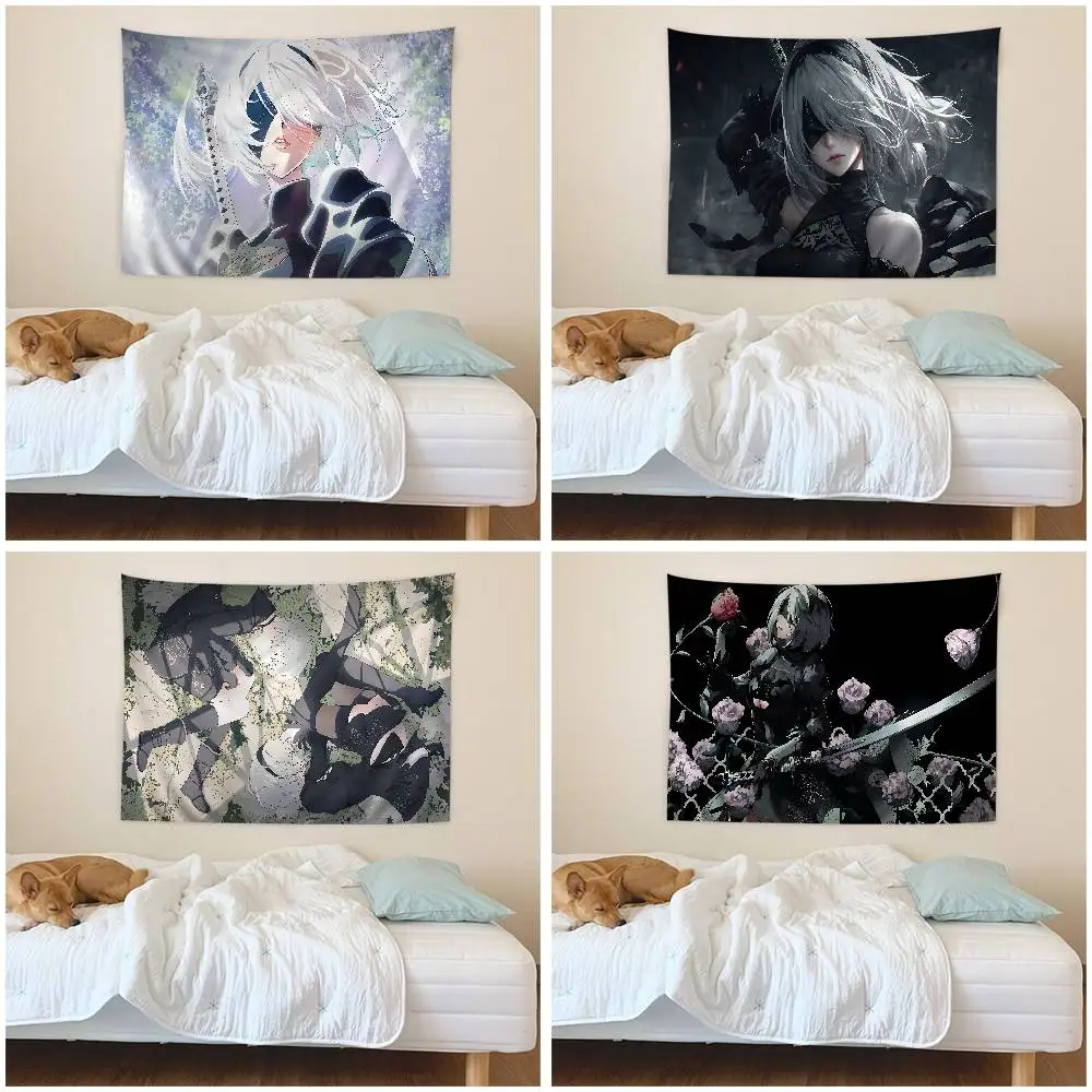Game Nier Automata Cartoon Tapestry Art Science Fiction Room Home Decor Wall Hanging Home Decor