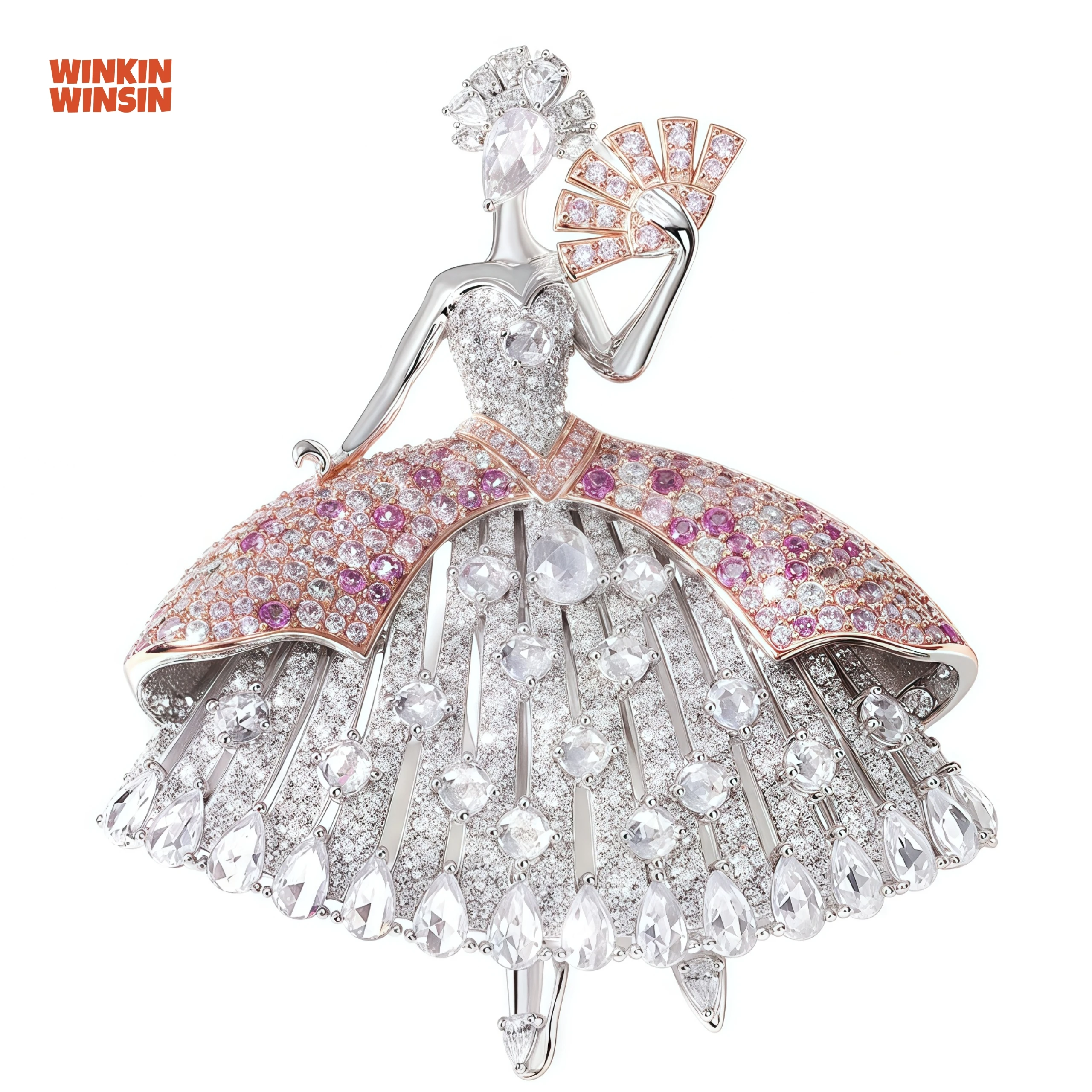 

WINKIN WINSIN Brand MST 925 Sterling Silver Dancing Girl Necklace Pendant Lab Grown Gemstones High Carbon Diamond Pendan Jewelry