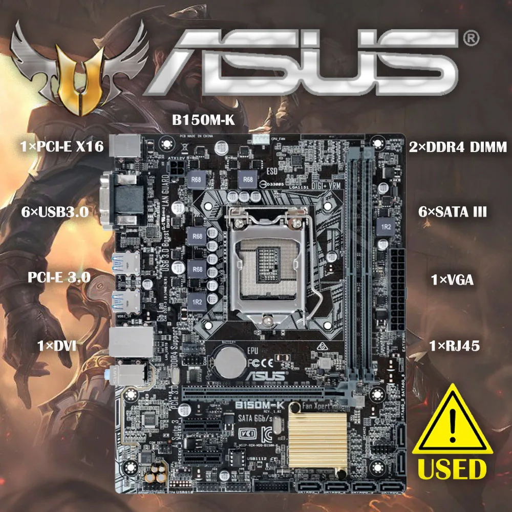 

Asus B150M-K Desktop Motherboard B150 Socket LGA 1151 i7 i5 i3 DDR3 32G SATA3 Micro-ATX