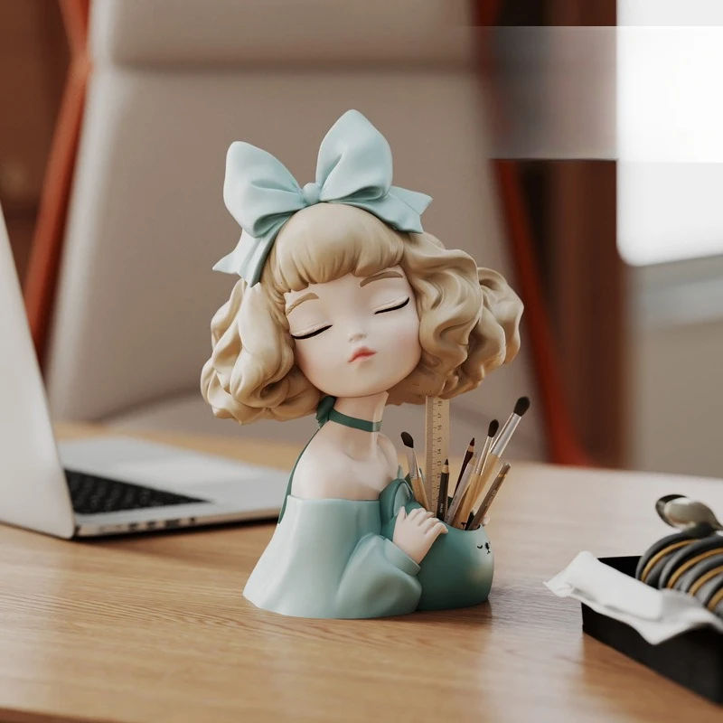 Cute Rotating Pencil Holder Multi Compartment Desk Pen Organizer for Girls Korean Style Creative Student Stationery Storage