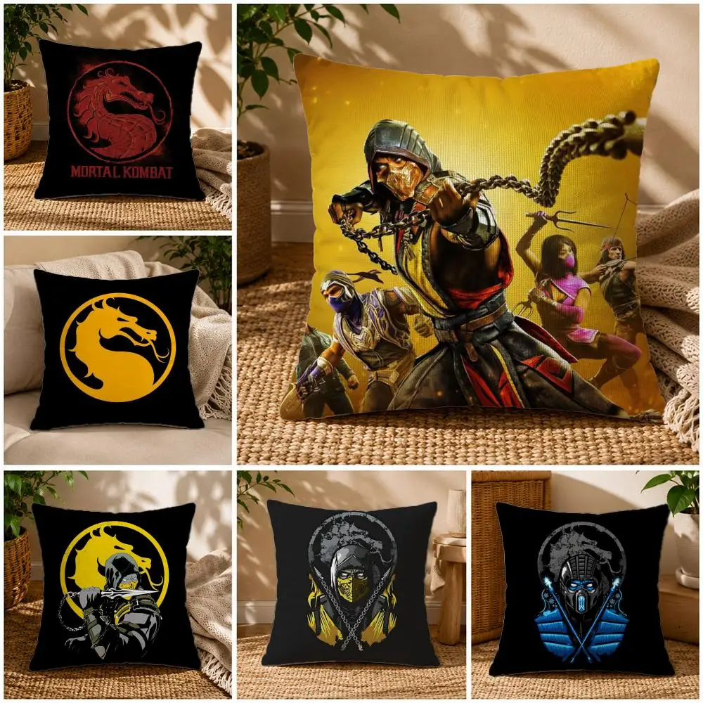 Game-Mortal KombatS Cushion Cover Soft Short Plush Zippered Cushion Covers 40/45/50cm Square Decor for Sofa Home