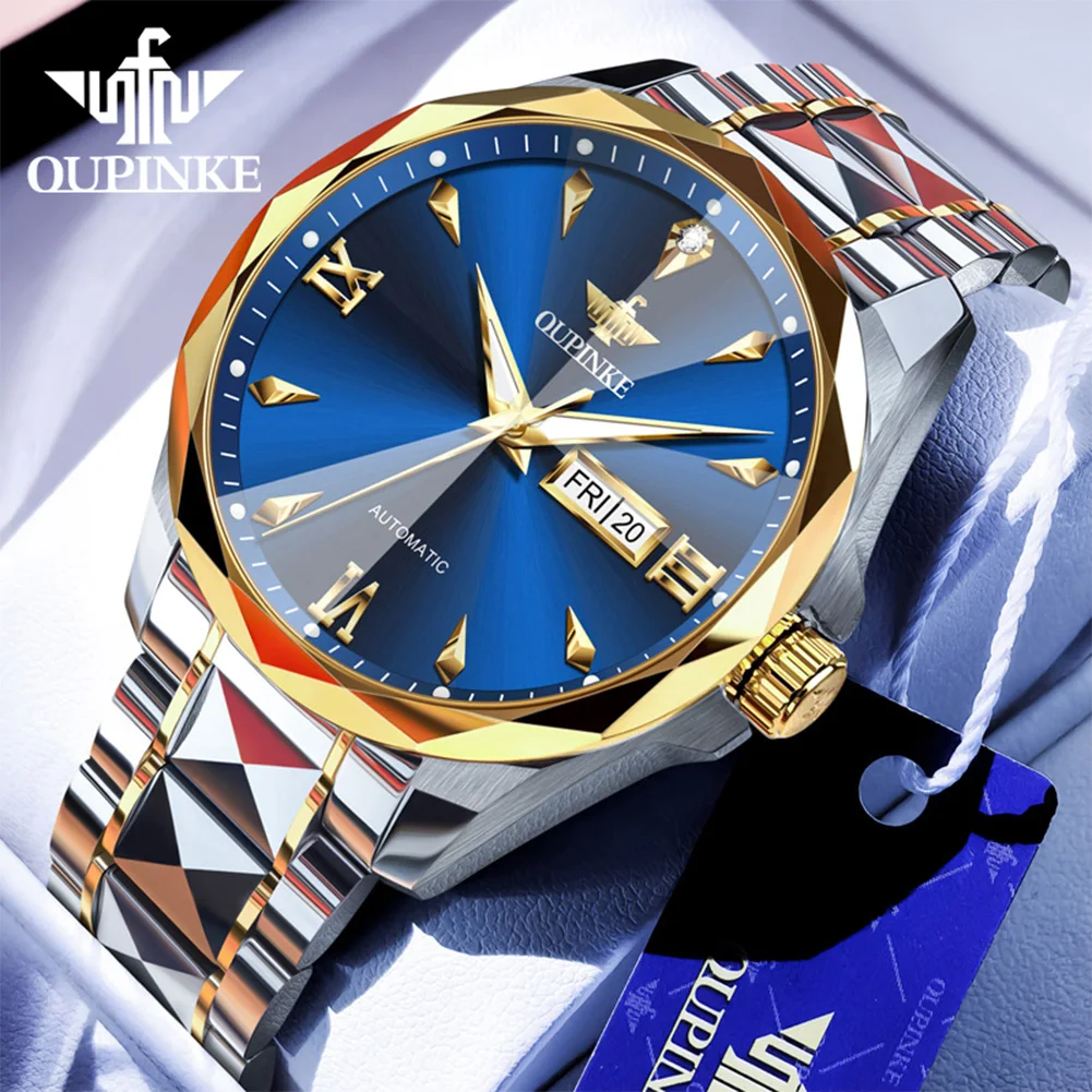 

Мужские автоматические механические часы OUPINKE 3315 с сапфировым стеклом, из вольфрамовой стали, водонепроницаемые до 50 м, с люминесцентными стрелками.