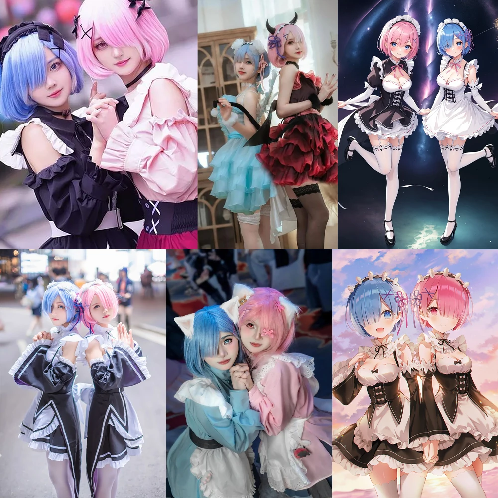 أنيمي رام ريم تأثيري الشعر الاصطناعية 12 بوصة شعر مستقيم قصير مع الانفجارات مرحلة الأداء شعر مستعار يومي مقاومة للحرارة الطبيعية