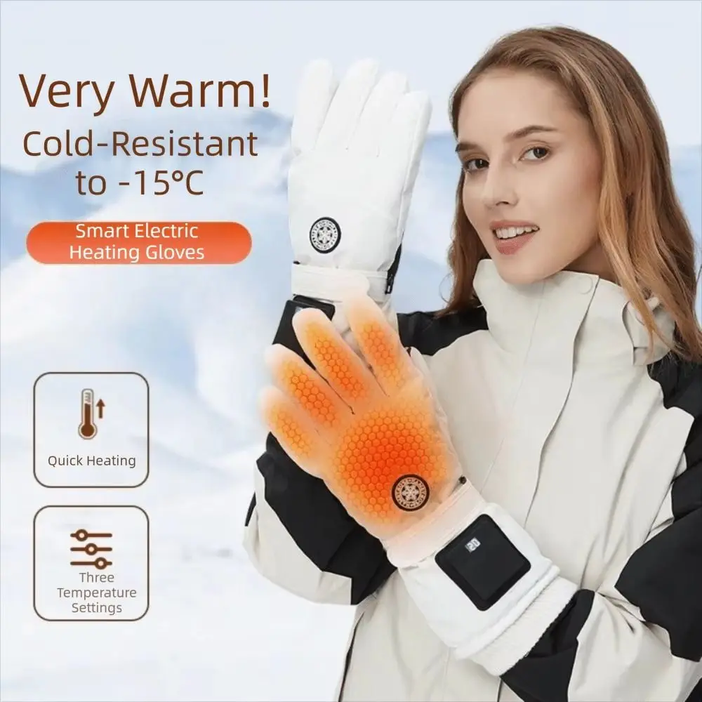 Windproof Electric Heated Gloves Waterproof Cold-Proof Heating Thermal Mitten Adjustable 3 Heating Levels Smart Heated Gloves