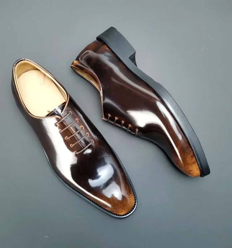 2024 Spring And Autumn New Men's Business Dress Shoes Cowhide Square Headed Lacing Oxford Shoes