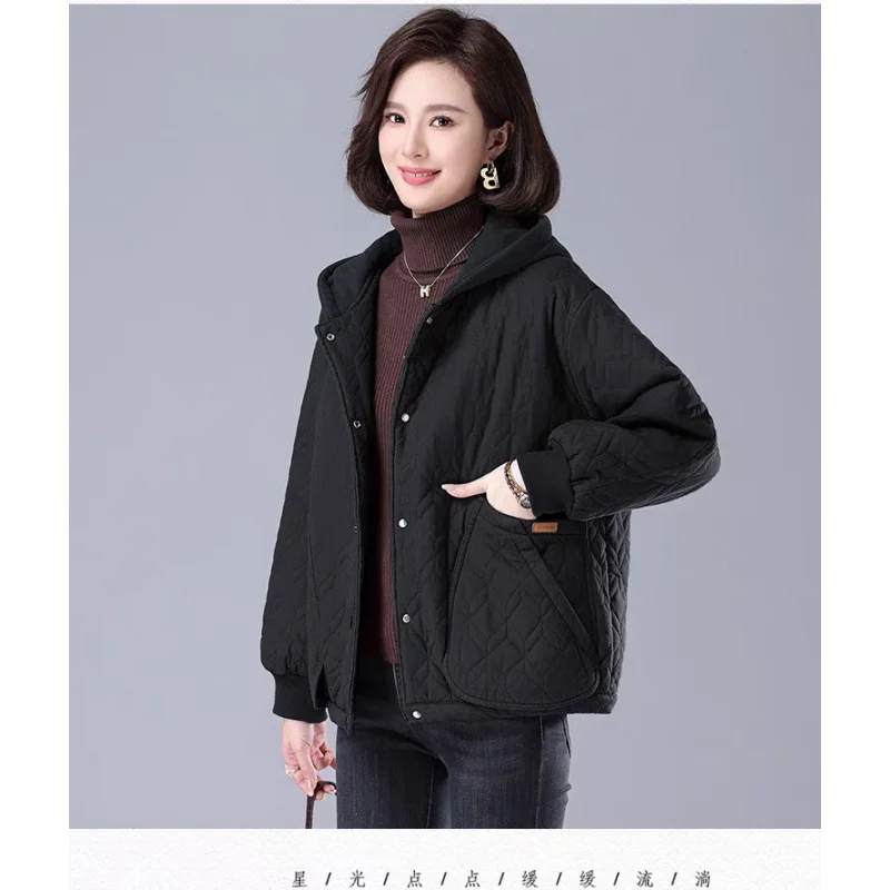 Women Hooded Parkas Coats Solid Jackets Pocket Pockets Long Sleeves Single Breasted Loose Fit Casual Office Lady 2025 Winter