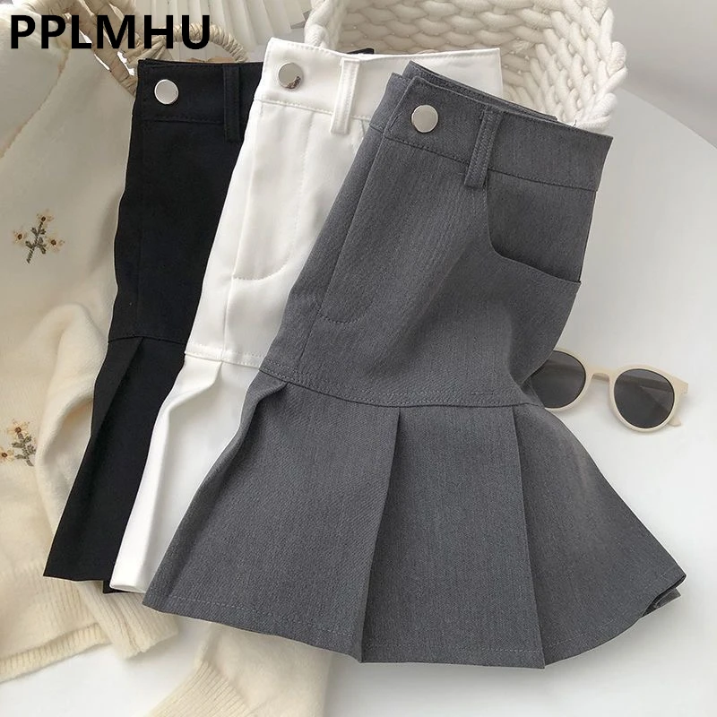 Oversized 5xl Pleated Skirt Women Y2k Preppy Style White Mini Skirts Uniforms Safety Summer Solid Sexy Short Kawaii Black Skirt