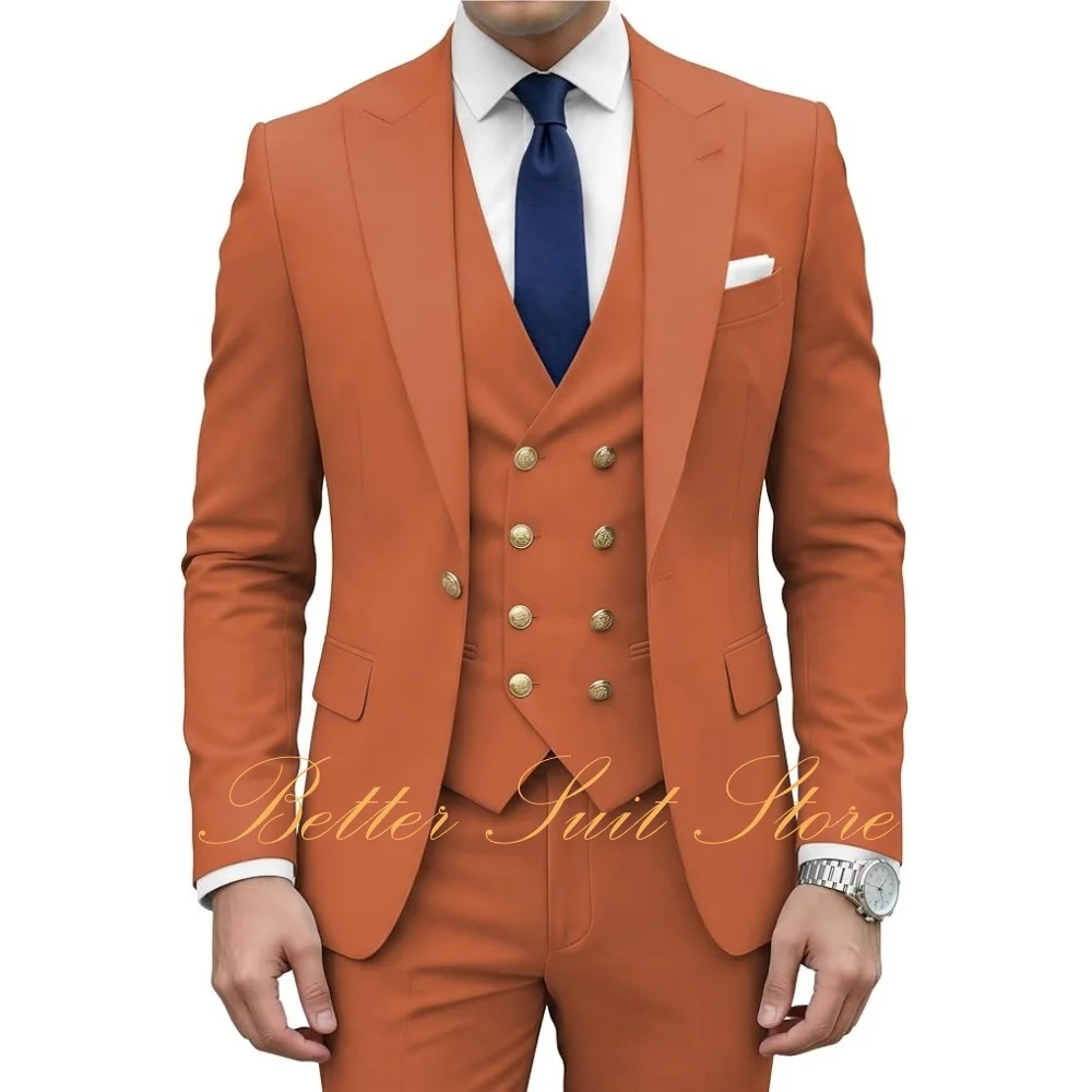 

Classic Men's Suits Slim Fit 3 Piece Double Breasted Suit Men Formal Business Wedding Prom Tuxedo Suit for Men
