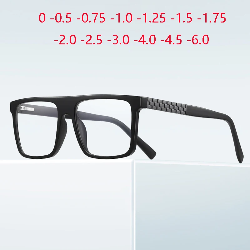 Big Frame Square Nearsighted Glasses For Men Spring Leg Student Short-sight Optical Glasses With Prescription -0.5 -0.75 To -6.0