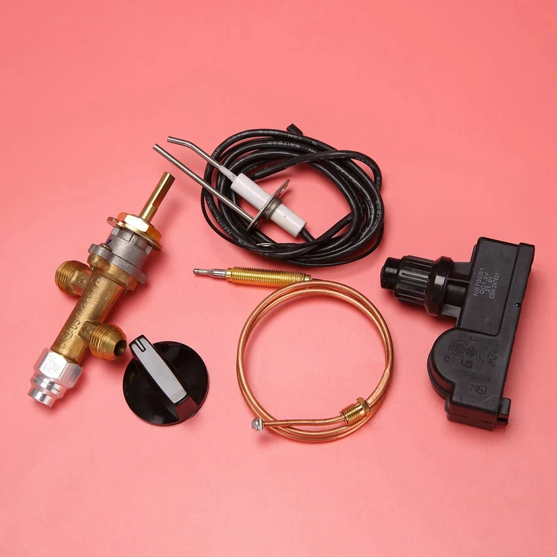 2X Low Pressure LPG Propane Gas Fireplace Fire Pit Safety Control Valve Kit, Push Button Ignition Kit Heater