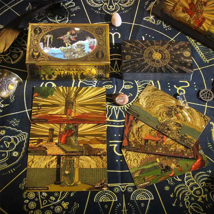 Tarot Panorama Étanche en PVC, 12x7 cm, Jeu Manuel de Cartes en Papier