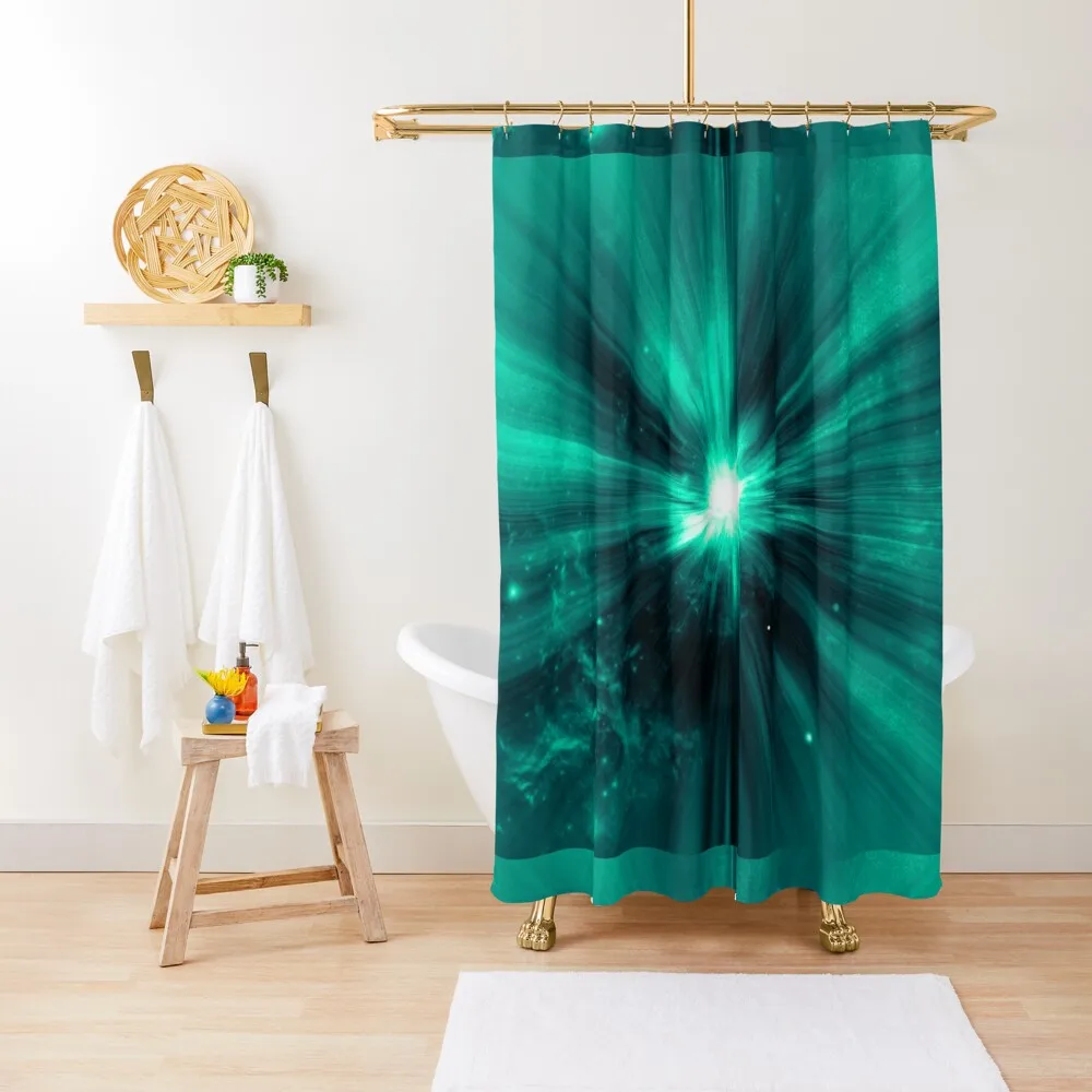 

Abstract blacklight space particles - hypercolor stars green nebula Shower Curtain Cover Shower For Bathroom Set Curtain