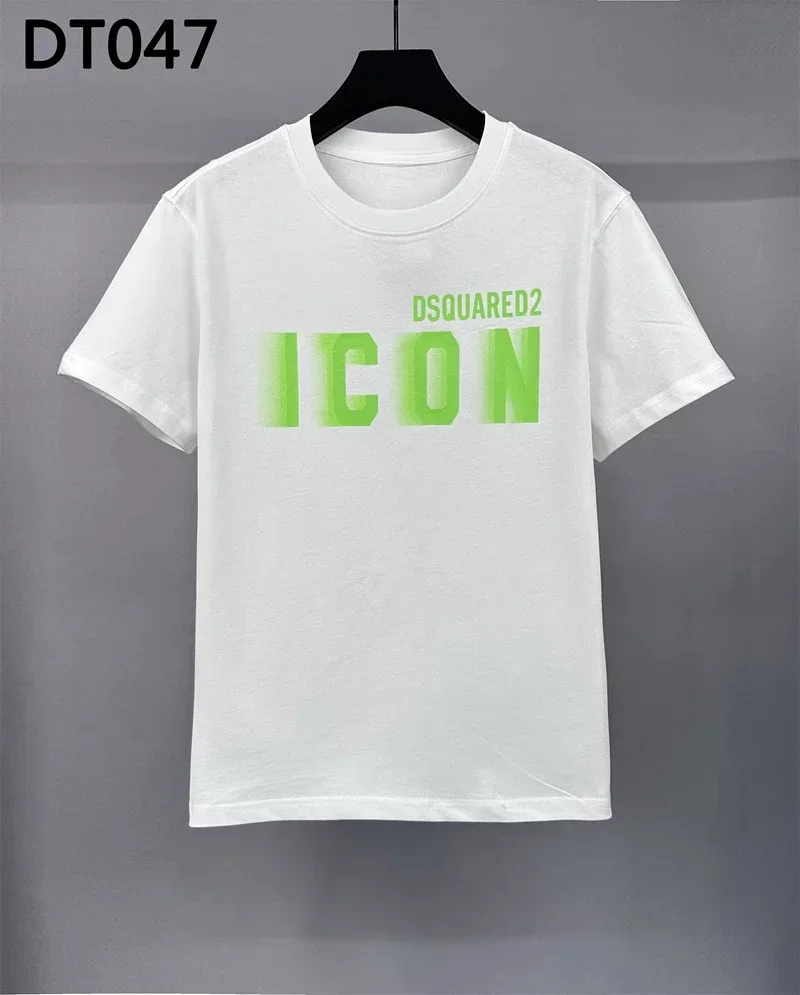 Wide Version ICON Letter Printing Short-sleeved T-shirt Crew Neck T Fashion Men Women Short-sleeved Top Cotton Half-sleeved T