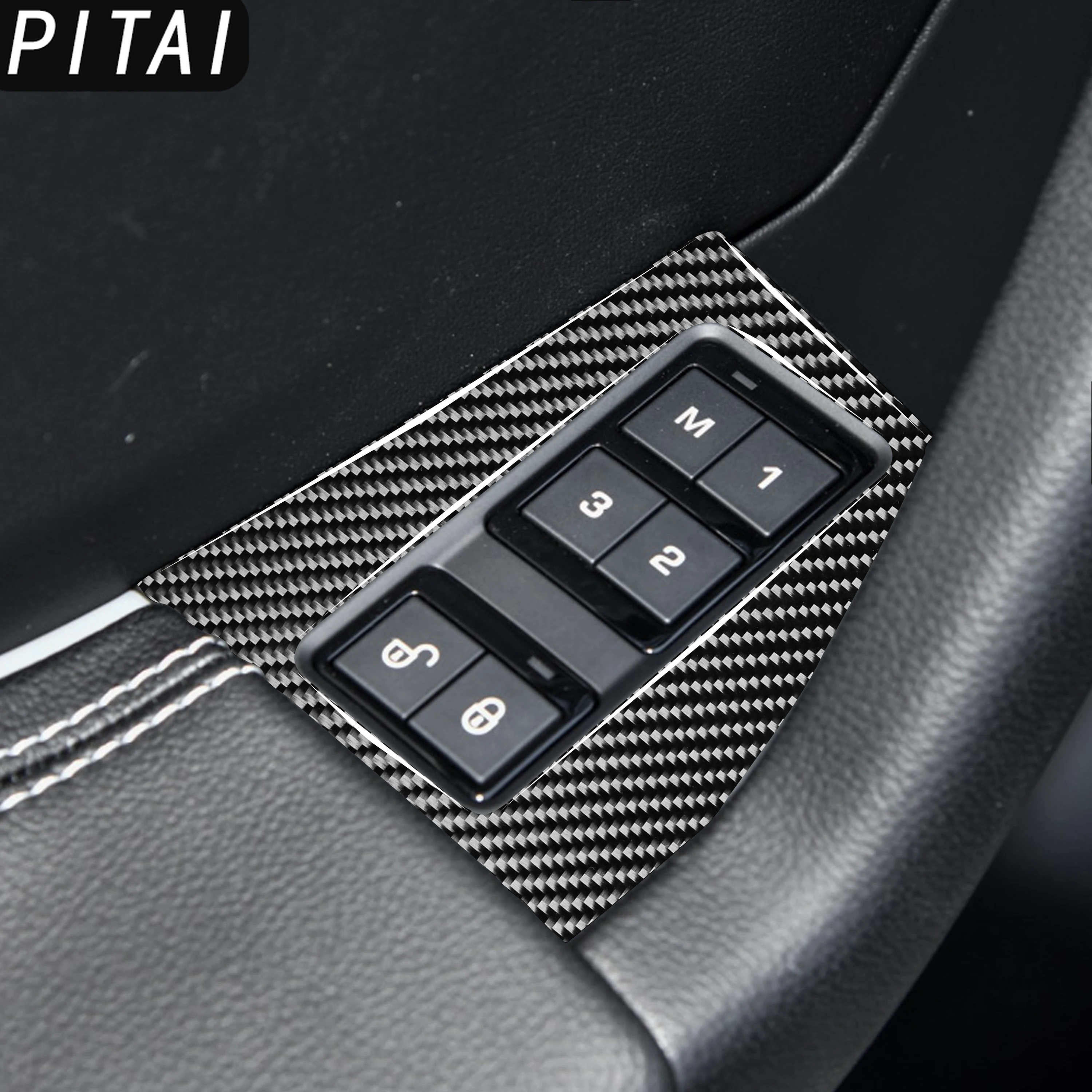 For Jaguar F-PACE 2016-2020 Real Carbon Fiber Door Lock Switch Panel Trim Strips Car Interior Accessories Decoration Sticker