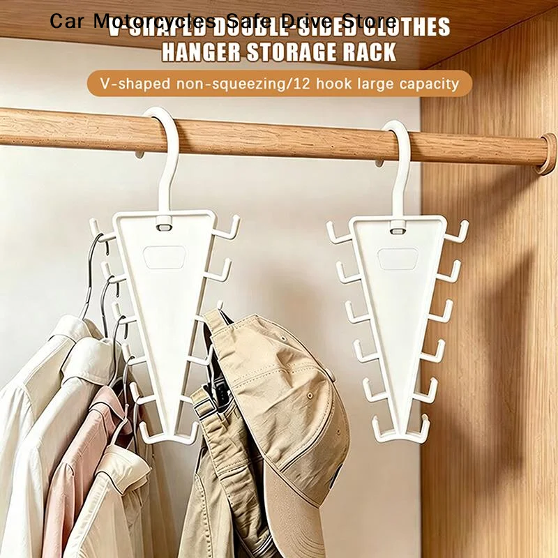 1/2Pcs V Shaped Space Saving Hanger 12 Hooks Clothes Organizer Vertical Closet Storage Rack for Bedroom Wardrobe Hat Belt Scarf