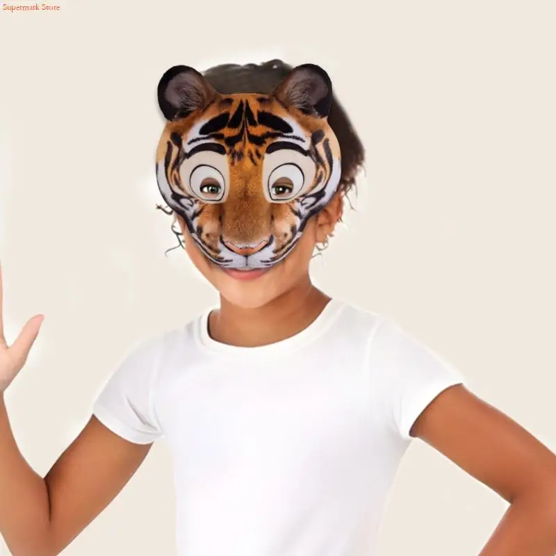 Q5WE Reusable Animal Play Play Masks Elástico Headband Soft Eva Kids Accesorios para disfraces para actuaciones escolares